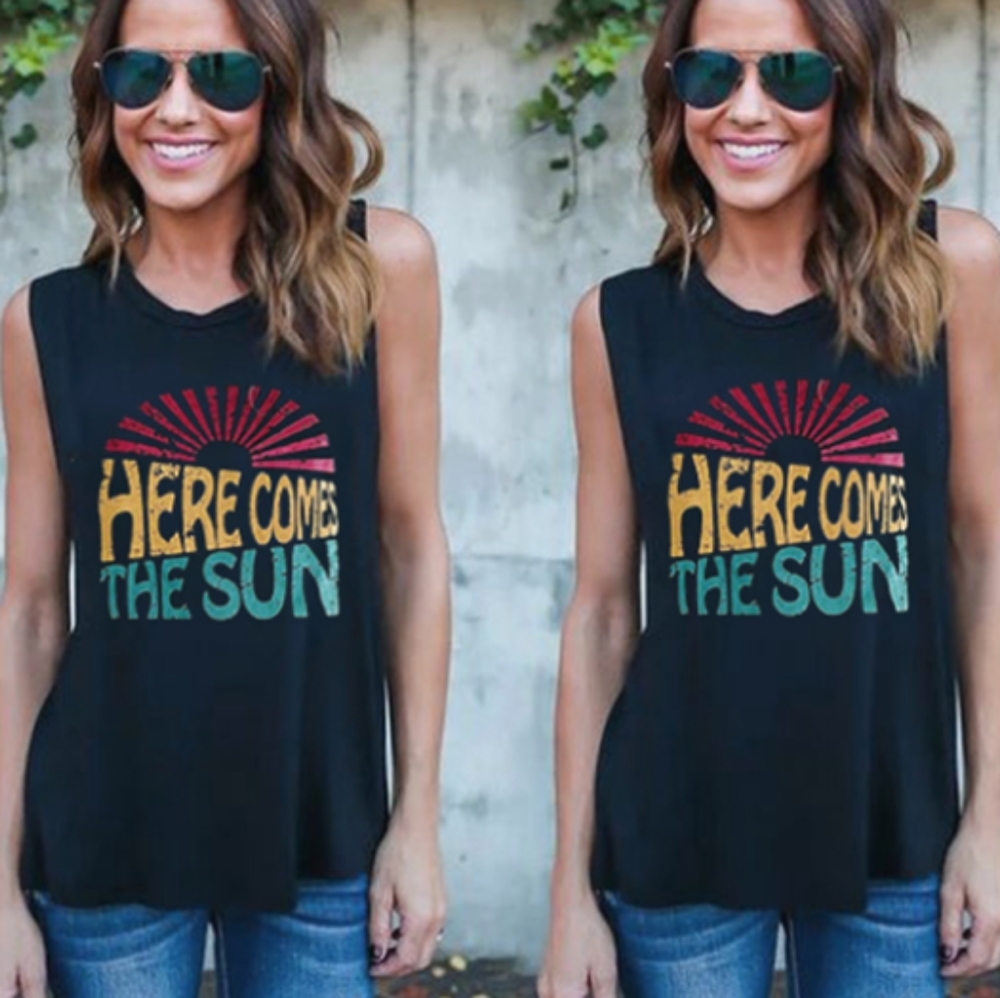 1 Left!Vintage Here Comes The Sun Graphic Tank Top - Picture 10 of 12